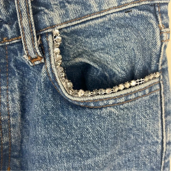 Reformation Stardust Embellished High Rise Straight Jeans Size 24 - Picture 9 of 13
